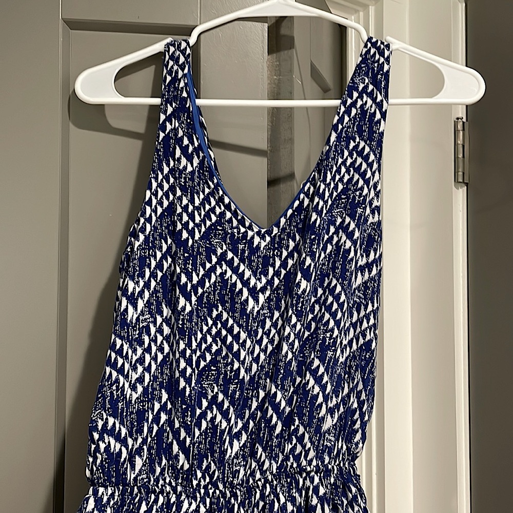 Navy blue and white jumpsuit